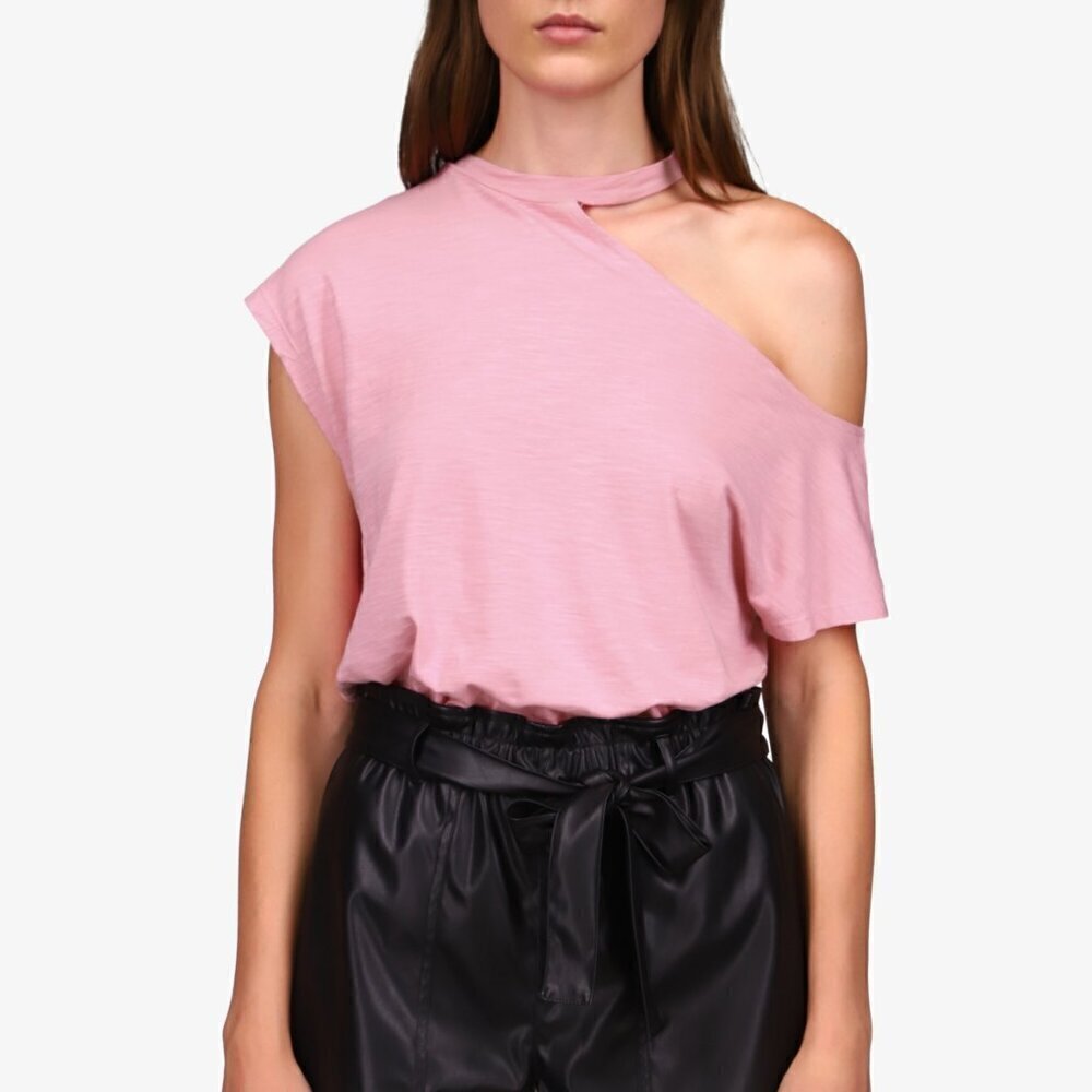 Sanctuary Size XS Light Pink Part-Time Lover Trendy Cut-Out T-Shirt NWT